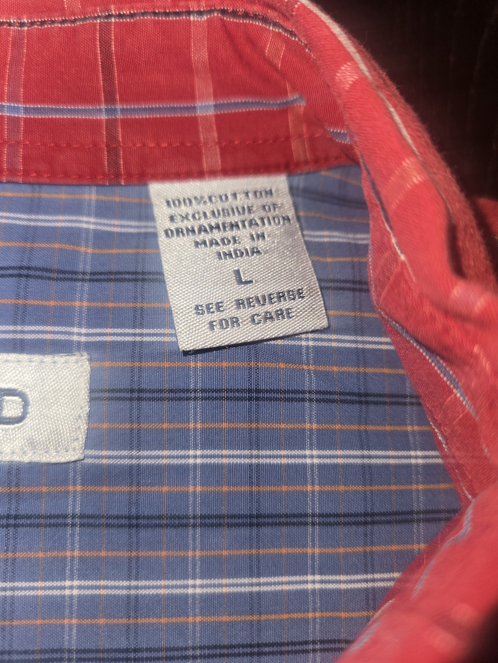 Izod Men's Red Plaid Button-Down with Blue Check Inner Yoke